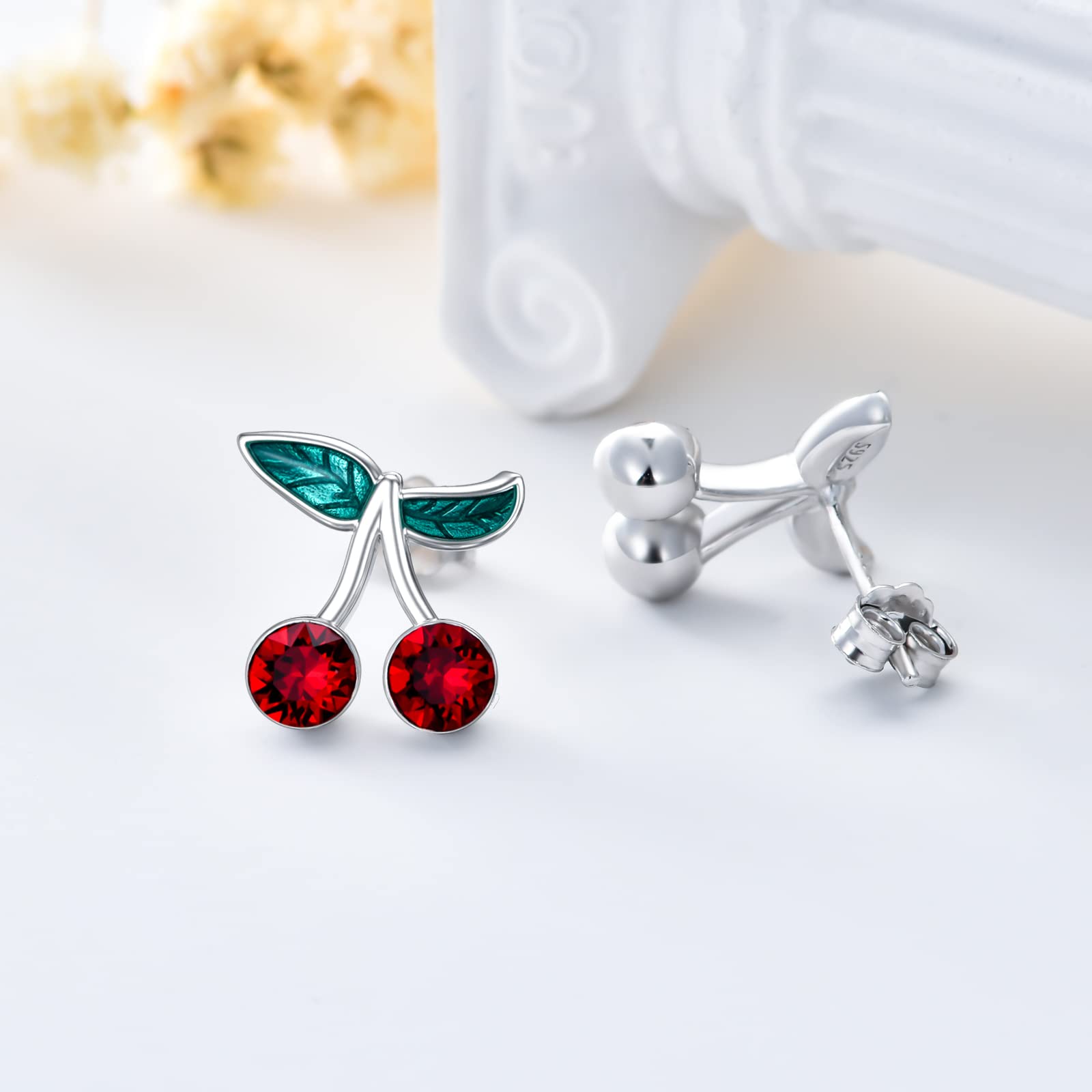Sterling Silver Fruit Stud Earrings - Cherry, Lemon, Watermelon, Pineapple, Strawberry, Mushroom, Cheese, Cupcake & Donut Designs | Hypoallergenic Jewelry Gifts for Women & Girls | Perfect for Everyday Wear, Parties & Gift Giving