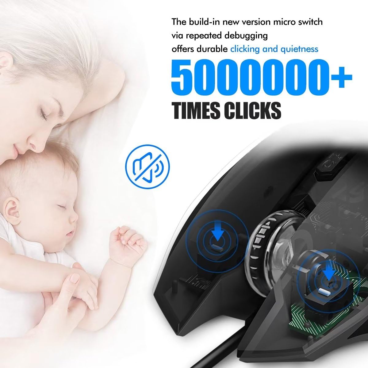 VGUARD Wired Gaming Mouse - High Precision Optical Sensor, 6 Programmable Buttons, 7 LED Modes for Professional Gamers (Black) - Perfect for FPS, MOBA & Esports Gaming