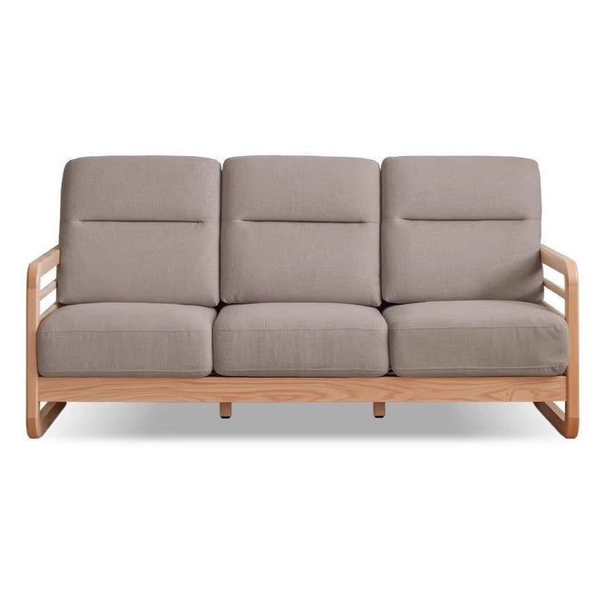 Oak Wood Fabric Sofa with String Style Backrest - Modern Living Room Furniture for Comfortable Home Decor