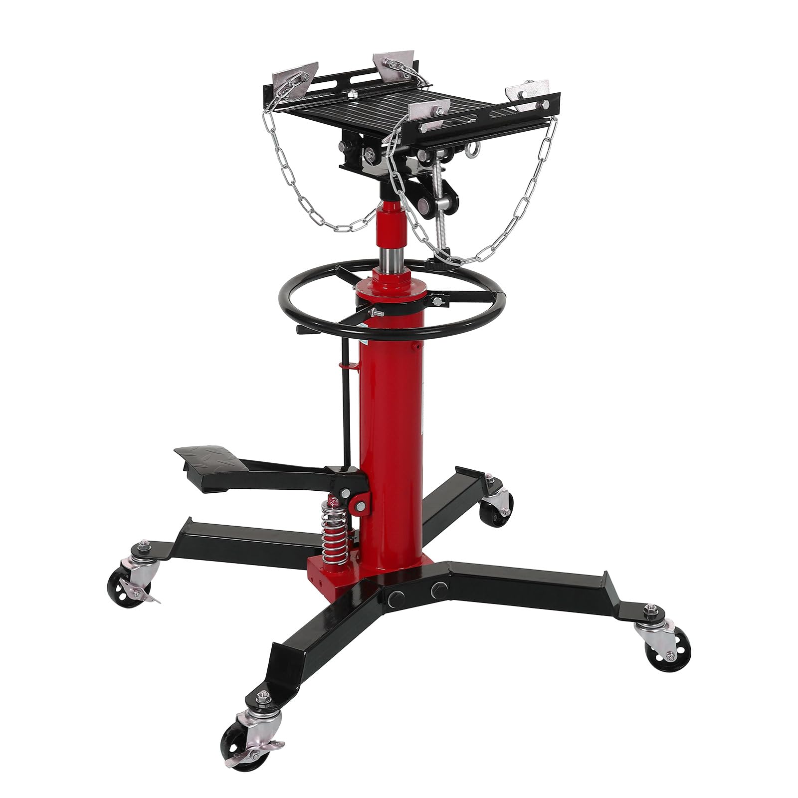 GARVEE 1322lbs Heavy Duty Transmission Jack Lift with Anti-Slip Rubber Pad, Adjustable Telescoping Hydraulic Transmission Jack for Car Repair, High Lift Single Telescopic Jacks Hoist with Pedal, 33.8