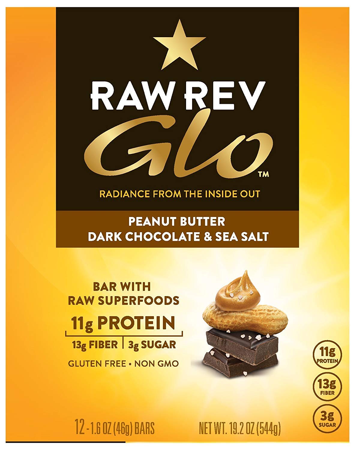 New & Improved Glo Vegan Protein Bars - Peanut Butter Dark Chocolate with Sea Salt | 12g Plant-Based Protein, Only 3g Sugar | Pack of 36 | Perfect for Post-Workout Recovery & Healthy Snacking
