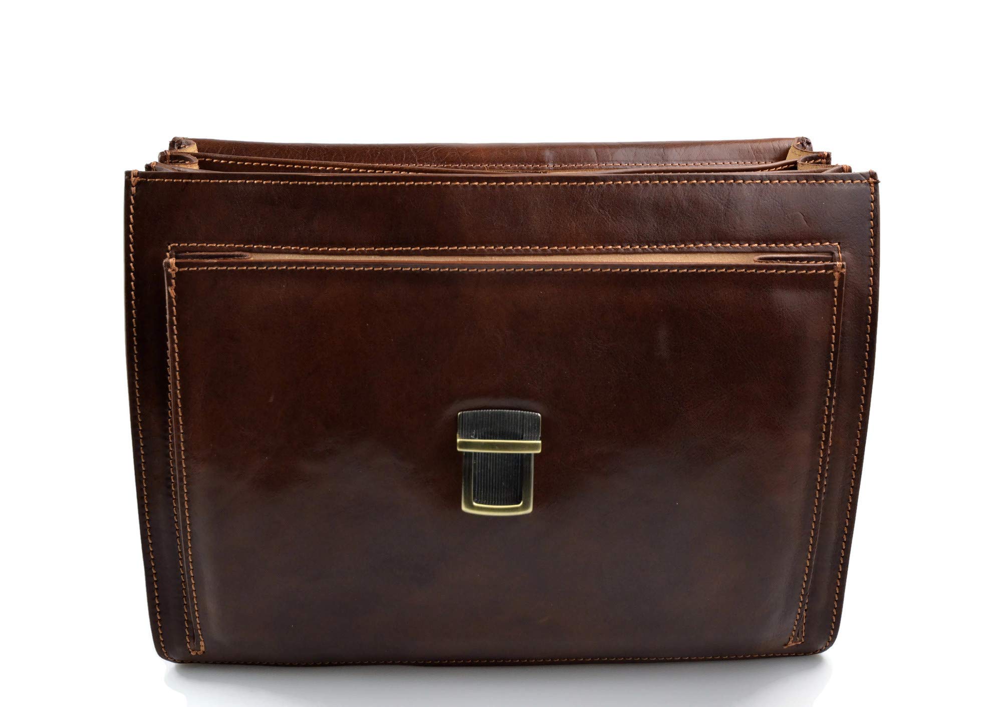 Premium Genuine Leather Briefcase for Men & Women - Professional Office Shoulder Bag, Business Messenger Satchel in Brown - Ideal for Work, Travel & Conference Meetings