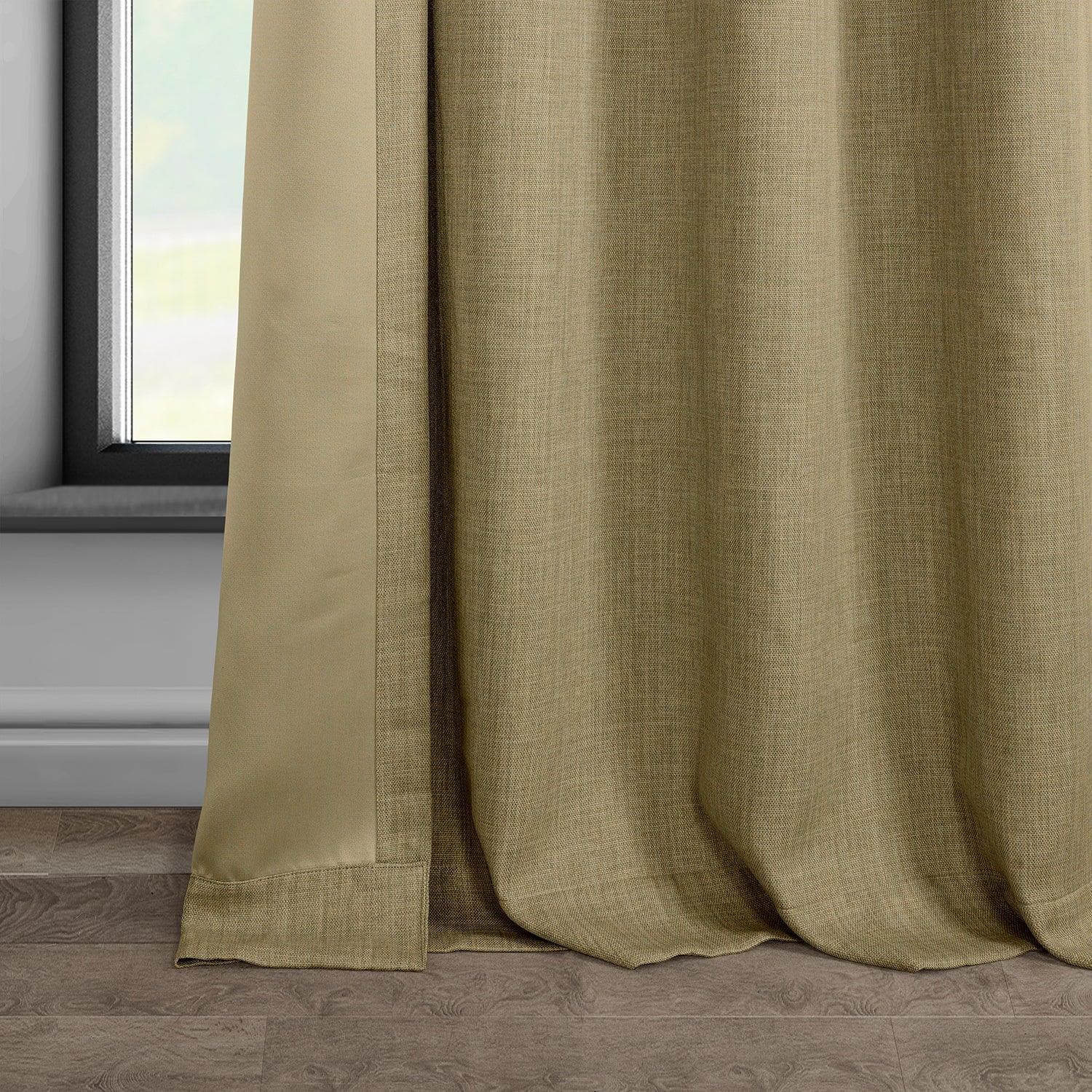 Nomad Tan Grommet Textured Faux Linen Blackout Curtains for Bedroom & Living Room - Noise Reducing & Light Blocking Window Drapes for Home Decor