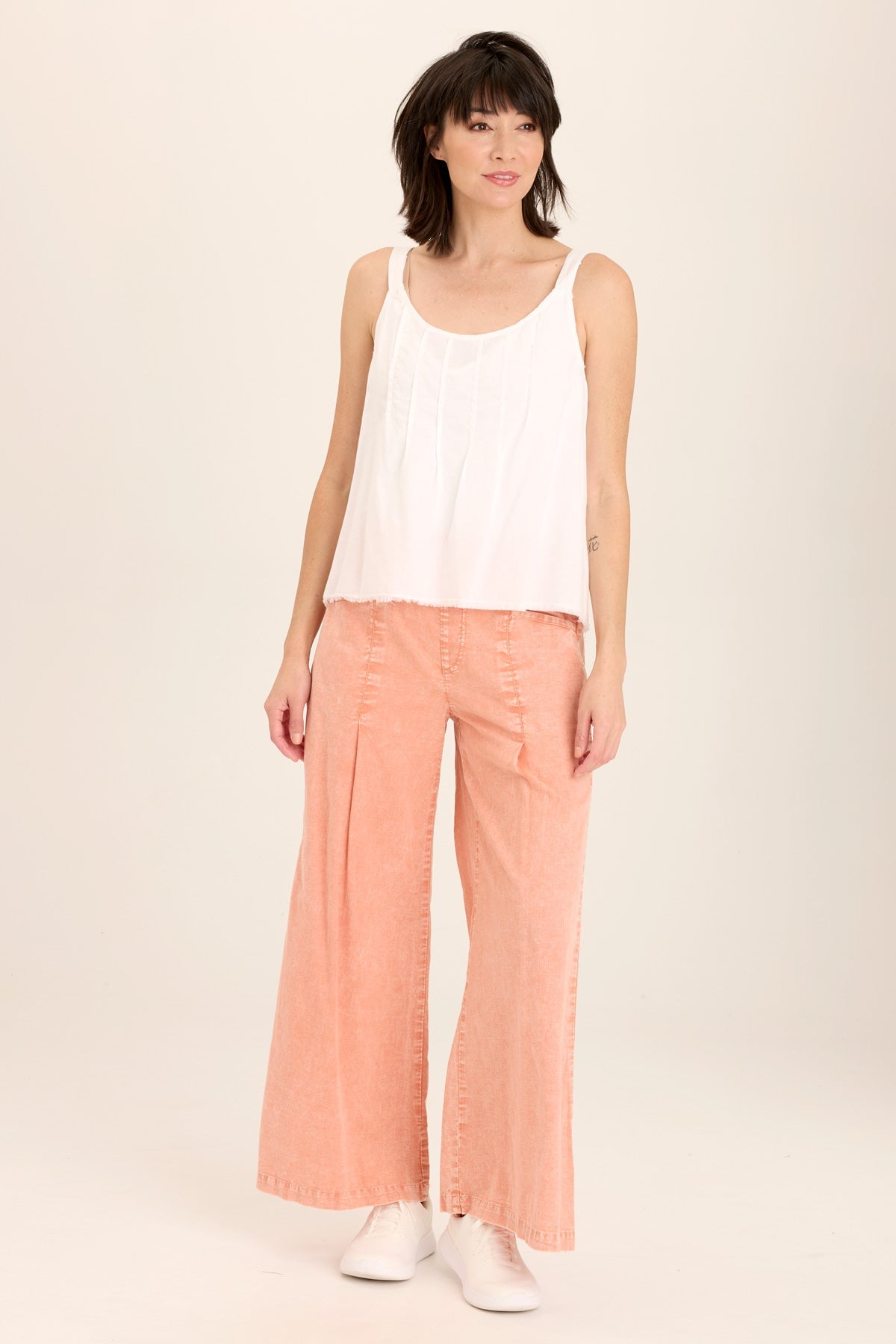 Shawnie Linen Billowy Pintuck Tank Top - Women's Loose Fit Casual Blouse for Summer | Perfect for Beach, Vacation & Everyday Wear