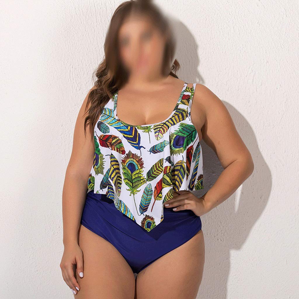 PDGJG Plus Size Bikini Swimwear for Women - High Waist 2 Piece Printed Bathing Suit Set - Beachwear & Pool Party Outfit - Size 5XL (Large) - Perfect for Beach Vacations, Summer Swimming and Tropical Getaways