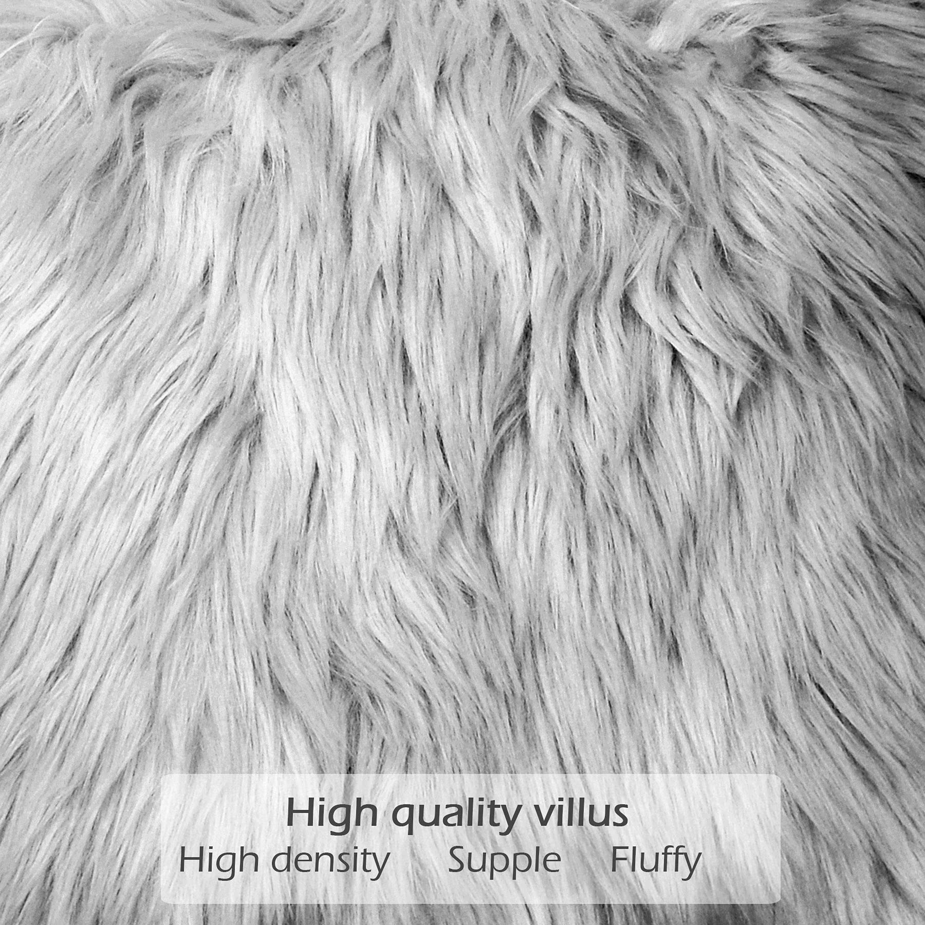 LIGICKY Luxury Soft Faux Fur Throw Pillow Cover 20x20 Inches - Grey Plush Square Cushion Case for Sofa, Bed, Couch - Perfect for Living Room Decor, Home Styling & Cozy Winter Nights