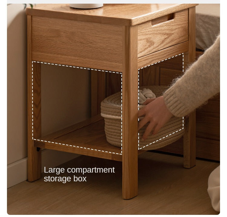 Solid Oak Wood Nightstand - Bedside Table with Drawer for Bedroom Furniture, Perfect for Storage and Decor | Modern & Rustic Home Design
