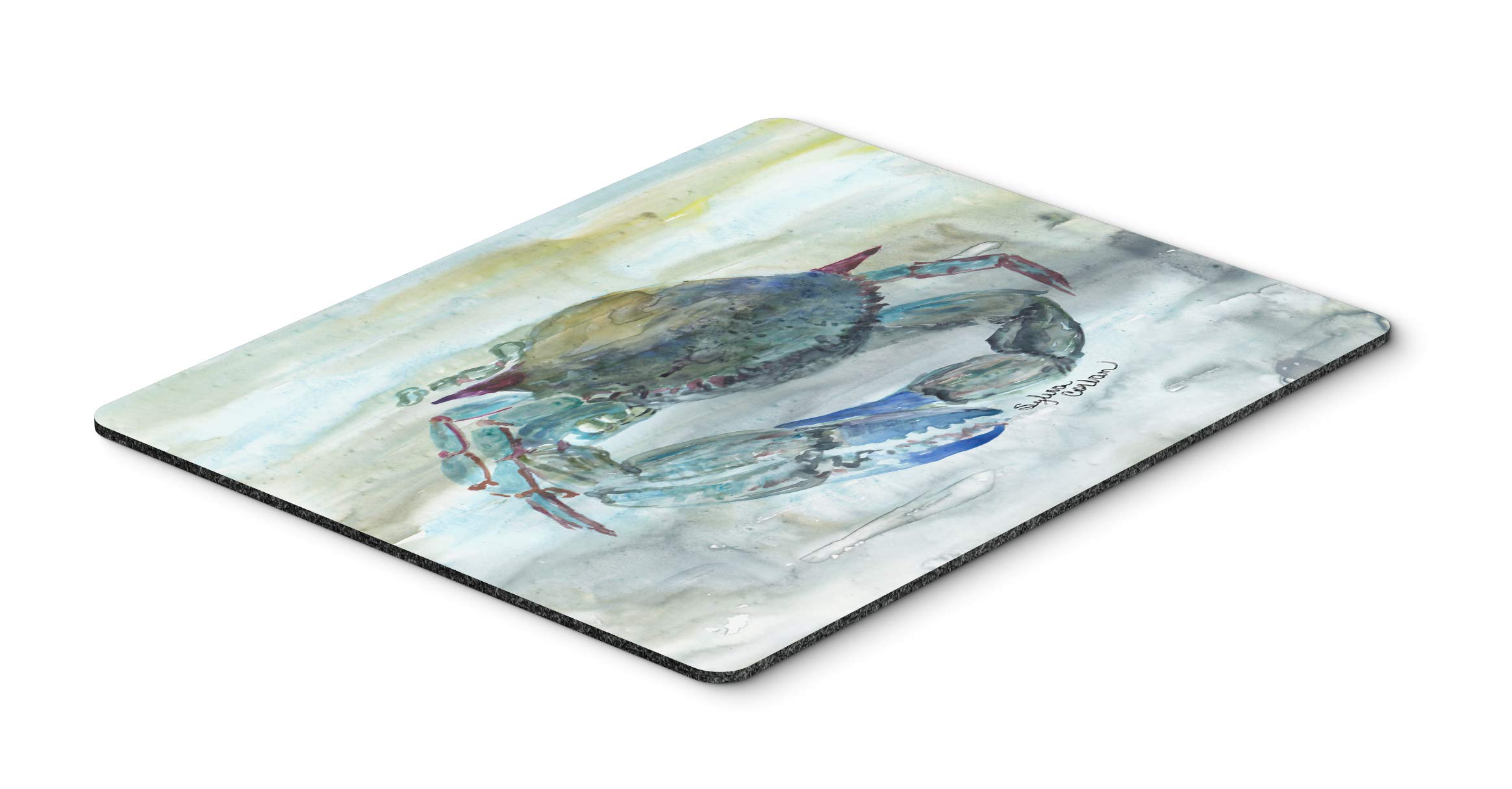 Blue Crab Watercolor Mouse Pad & Trivet - Large Washable Non-Slip Desk Mat for Home Office, Gaming, Computers & Laptops | Perfect for Work, Study & Kitchen Use