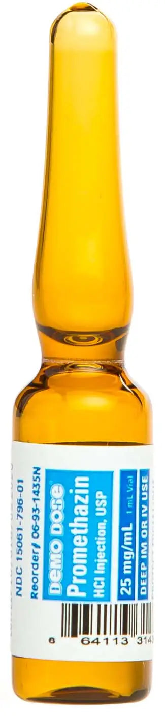 Promethazine 25mg/mL Ampule 1mL - Training Use Only - Perfect for Medical Education & Emergency Preparedness Practice