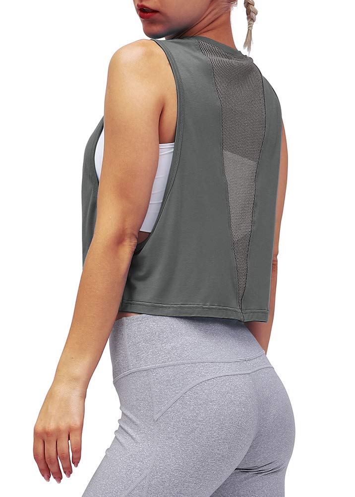 MIOPO Women's Breathable Mesh Back Workout Crop Top - Loose Fit Gym & Running Tank Top for Yoga, Fitness & Activewear | Comfortable & Stylish for Workouts