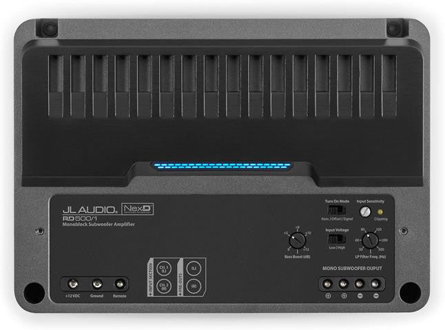 JL Audio RD500/1 Monoblock Class D Subwoofer Amplifier - 500W RMS Power for Deep Bass - Perfect for Car Audio Systems & Home Theater Setups