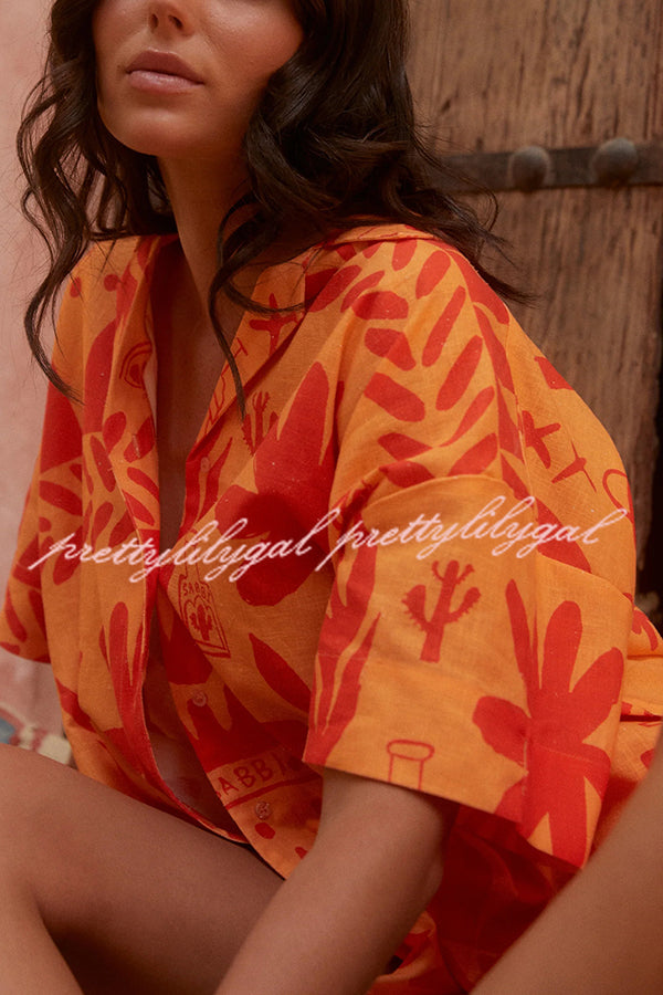 Stylish Summer Printed Loose Shirt & Elastic Waist Shorts Set for Women - Casual Outfit for Beach Vacation, Outdoor Activities and Daily Wear