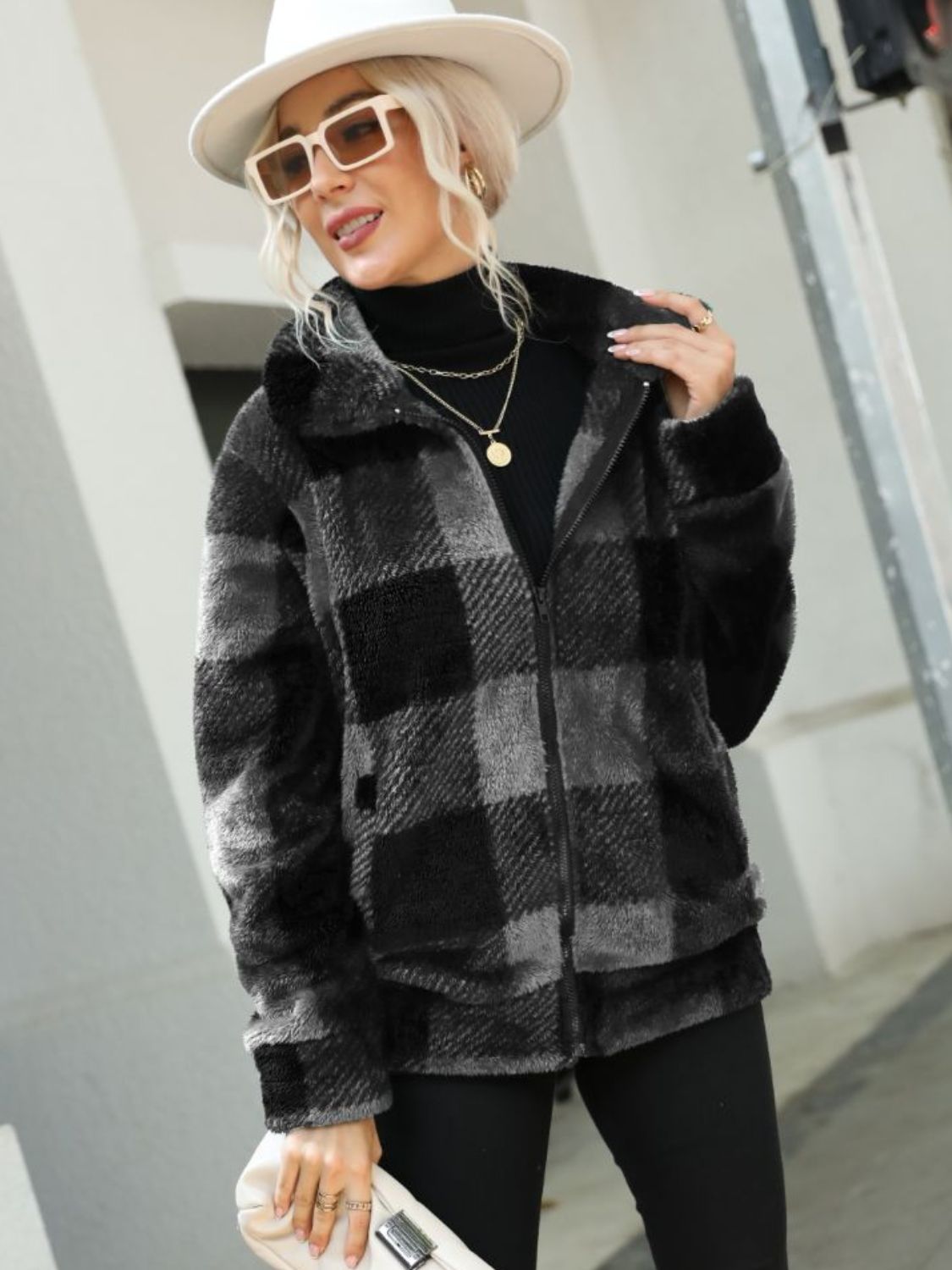 Stylish Plaid Zip-Up Collared Jacket for Men & Women - Perfect for Fall Outfits, Casual Wear & Outdoor Activities