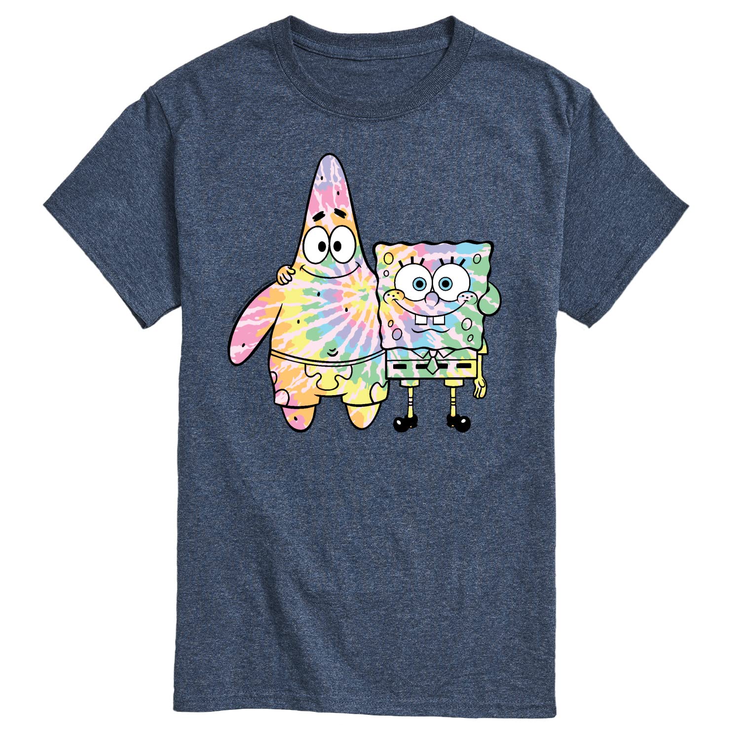 HYBRID APPAREL Spongebob Squarepants Tie Dye T-Shirt - Men's Short Sleeve Graphic Tee with Spongebob & Patrick Design - Perfect for Casual Wear, Beach Outings & Cartoon Lovers