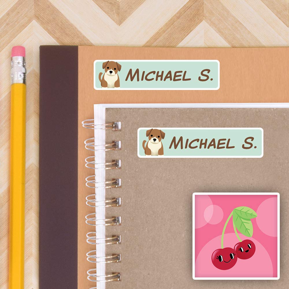 Personalized Name Stickers for Kids - 36 Pack Waterproof, Durable Peel & Stick Labels with Cherry Design - Perfect for School Supplies, Lunch Boxes & Water Bottles