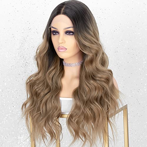 Curly Ash Blonde Lace Front Wig with Dark Roots - Natural Looking Human Hair Wig for Women | Perfect for Cosplay, Daily Wear & Special Occasions