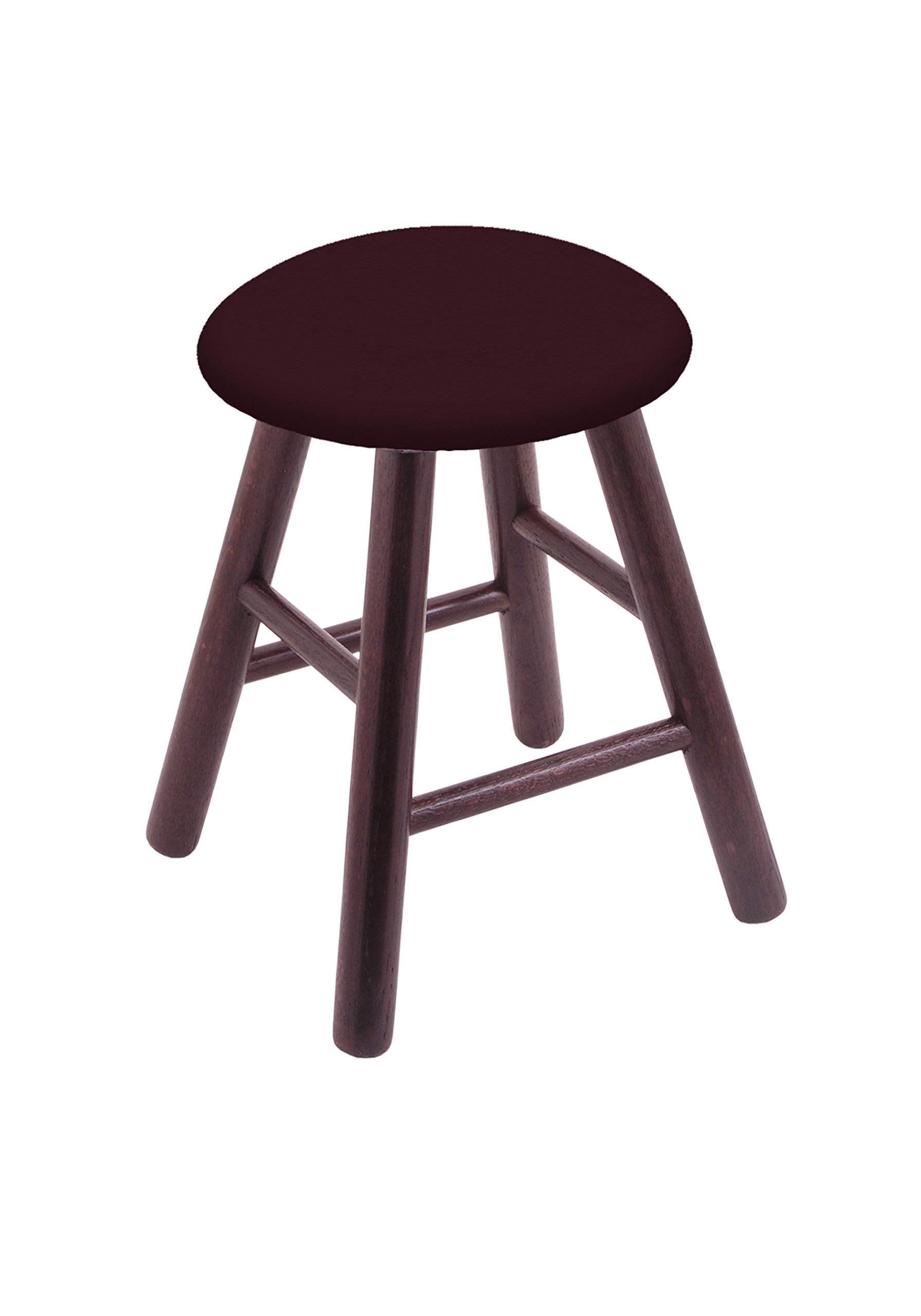 Dark Cherry Oak Vanity Stool with Canter Bordeaux Seat - Elegant Makeup Stool for Bedroom, Dressing Table, and Bathroom Vanity
