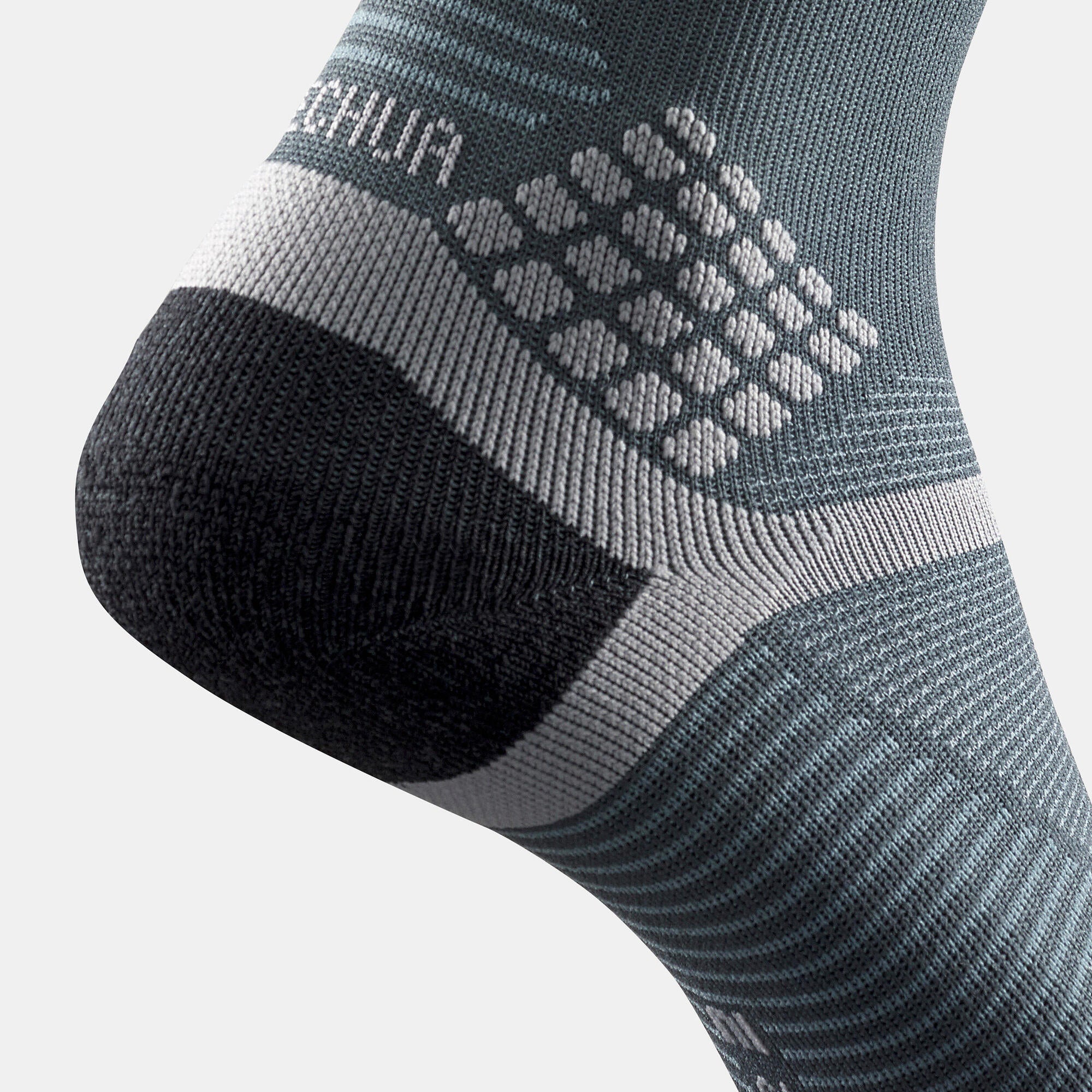 Quechua Hike 500 High Black Hiking Socks - 2 Pairs for Men & Women - Moisture Wicking & Cushioned for Outdoor Trekking, Camping & Mountain Climbing