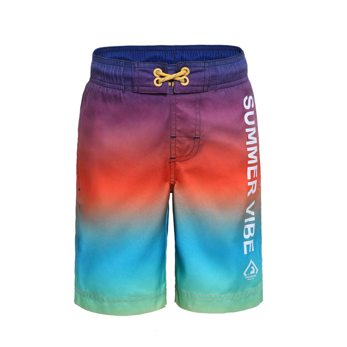 Rokka&Rolla Boys' Swim Trunks - Quick Dry Bathing Suits with Mesh Lining for Swimming, Beach & Pool - Comfortable Boys' Swimwear Shorts for Summer Water Activities
