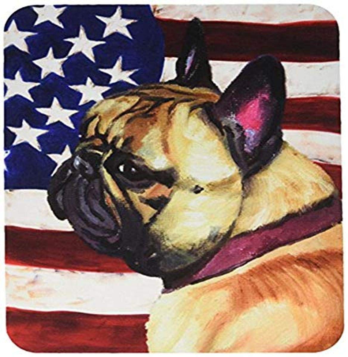 Caroline's Treasures LH9545MP Patriotic American Flag French Bulldog Mouse Pad - Large Washable Non-Slip Desk Mat for Home Office, Gaming & Computer Work | USA Themed Frenchie Decor for Workstations & Gifts
