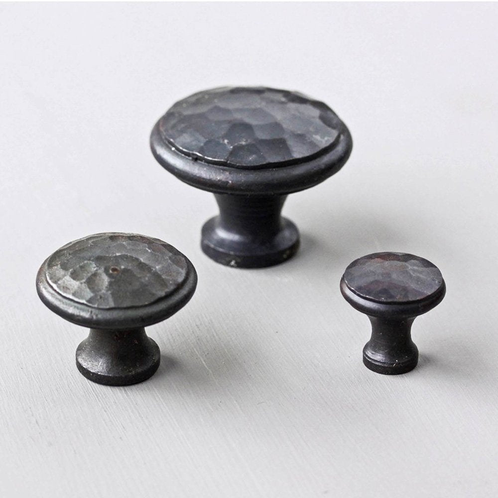 Forged Black Beeswax Cabinet Knobs - Handcrafted Rustic Drawer Pulls for Kitchen, Bathroom & Furniture - Perfect for Farmhouse, Vintage & Industrial Style Decor