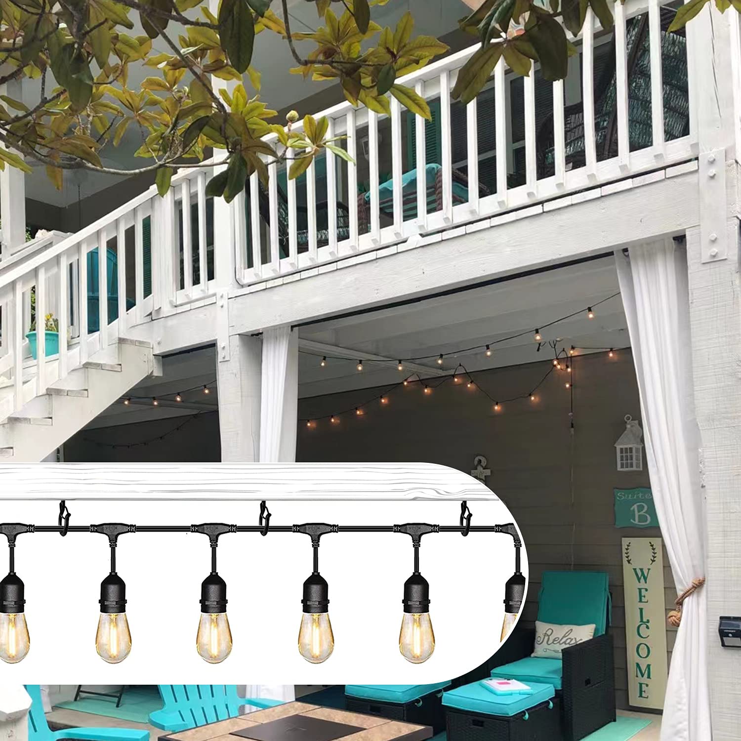 50 PCS Q-Hanger Screw Hooks with Safety Buckle - Heavy Duty Christmas Light Hangers for Outdoor Fairy Lights, String Lights & Holiday Decorations - Includes Wing Nut Driver - Perfect for Roof, Fence & Garden Decoration