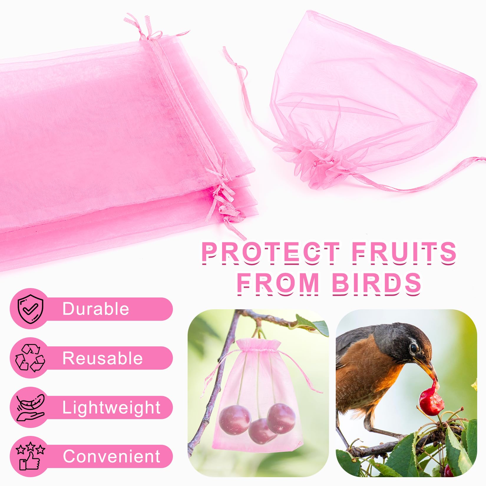 ANZNKU 50 Pack 4x6 Inch Premium Sheer Organza Drawstring Gift Bags - Pink for Candy, Jewelry, Party Favors, Wedding, Christmas & Birthday Gifts | Perfect for DIY Crafts, Bridal Shower, Baby Shower & Holiday Celebrations