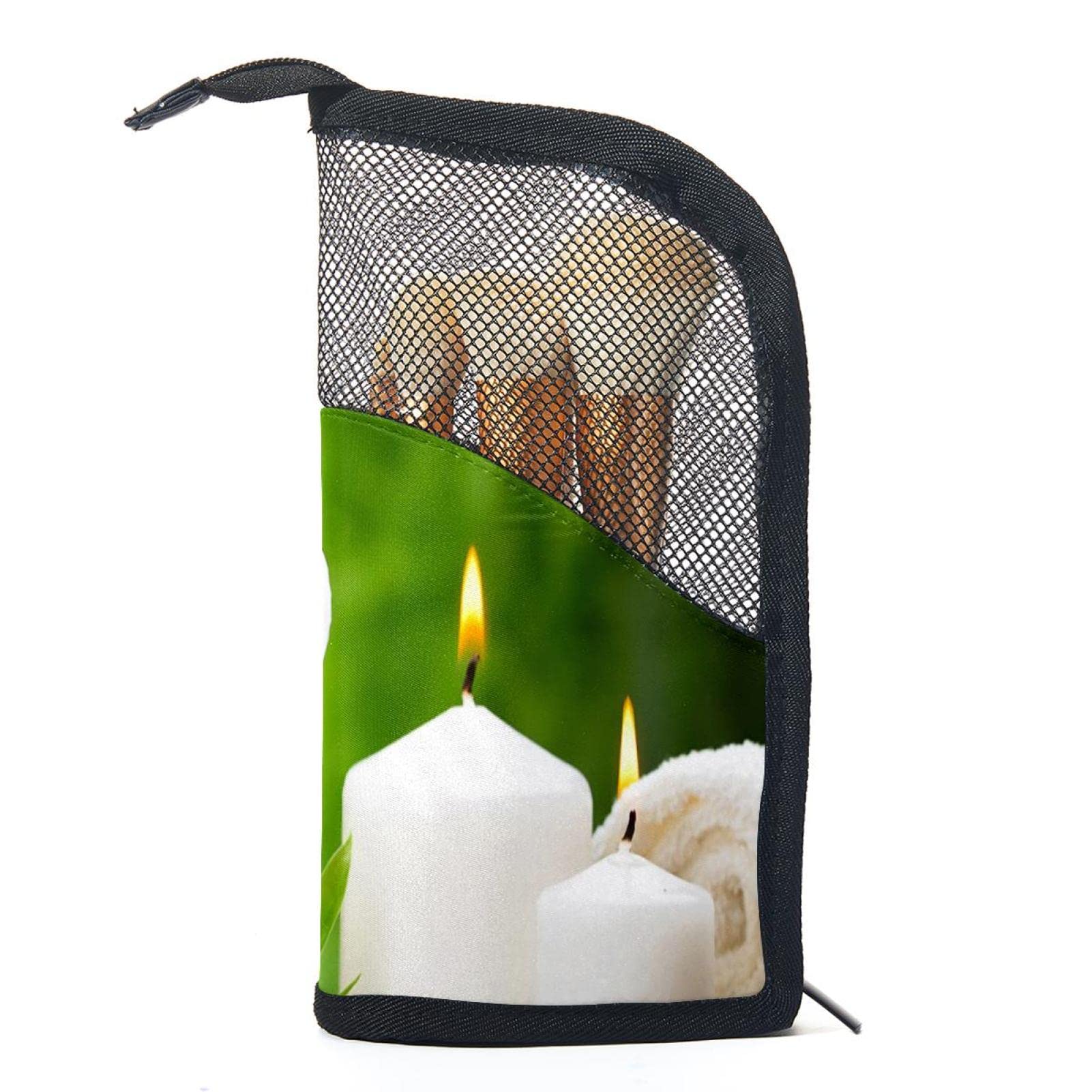 Premium Makeup Brush Organizer Bag with 12 Brushes - Portable Cosmetic Brush Holder Case for Travel | Includes Pear Blossom Stone Leaf Candle | Perfect for Makeup Artists & Beauty Enthusiasts at Home or On-The-Go