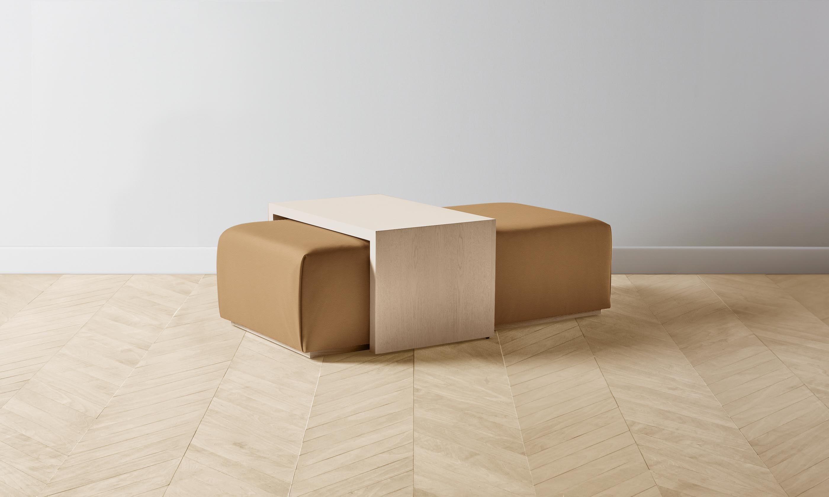 The Bowery Ottoman - Pebbled Leather Latte Brown, Modern Living Room Footrest & Storage Bench - Perfect for Small Spaces, Apartments, and Cozy Home Decor