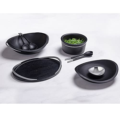 Premium Nambe Noir Acacia Wood Cheese Board Set with Stainless Steel Knife - 18