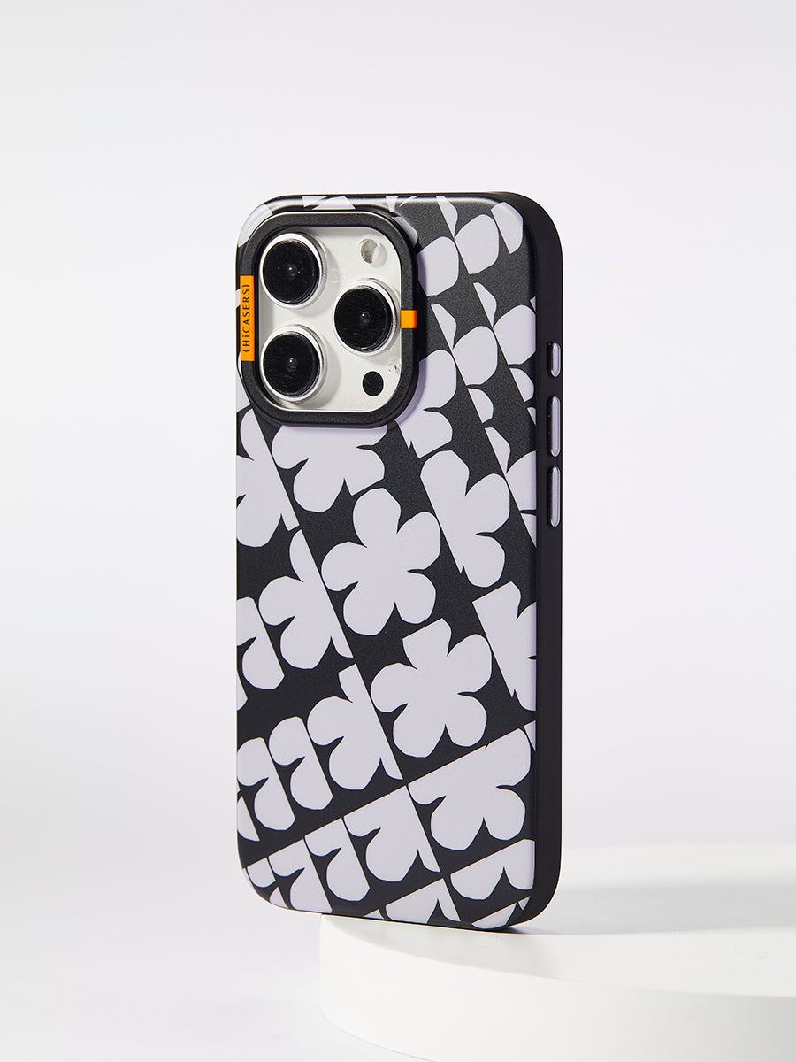 Lilac Gray Windowpane & Blossoms Phone Case - Trendy Floral Design for iPhone & Samsung - Perfect for Spring & Everyday Use