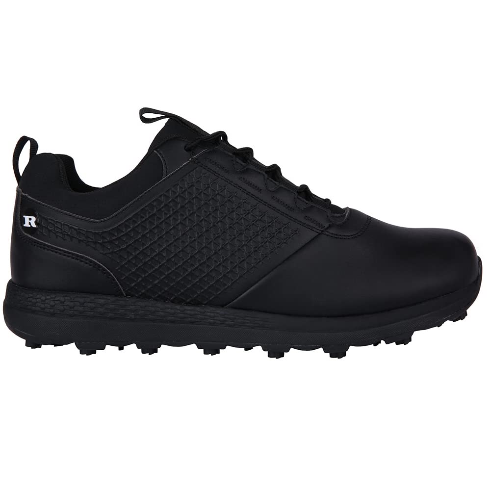 Ram Golf Accubar Men's Golf Shoes - Black, Size 9.5 | Durable & Comfortable for Golf Courses & Driving Ranges
