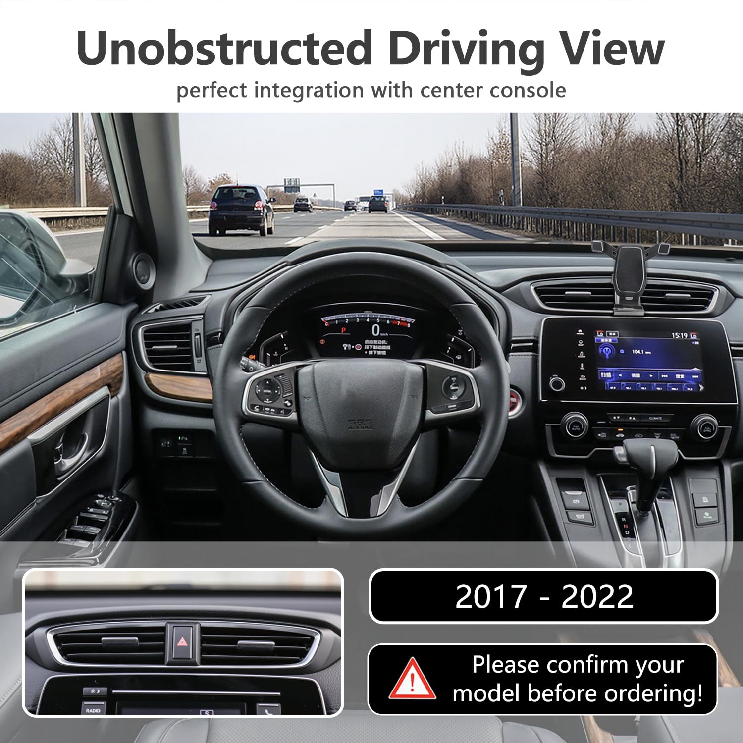 AYADA Universal Car Phone Holder - Gravity Auto Lock Phone Mount for Honda CRV 2017-2022 | Easy Installation, Hands-Free, Stable Accessories | Perfect for Commuting, Road Trips & GPS Navigation