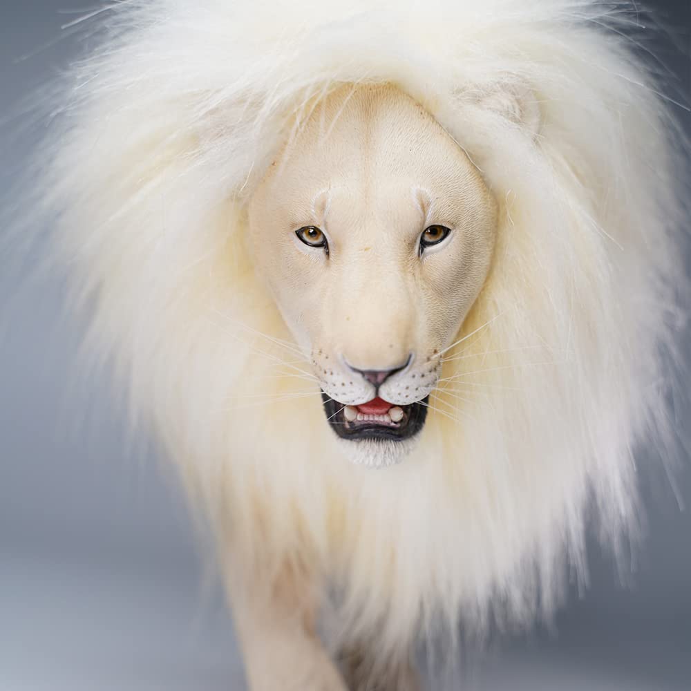 Handmade White Lion Statue - Elegant Desktop Decor & Unique Gift for Animal Lovers - Perfect for Home Office, Feng Shui, and Collectors Display