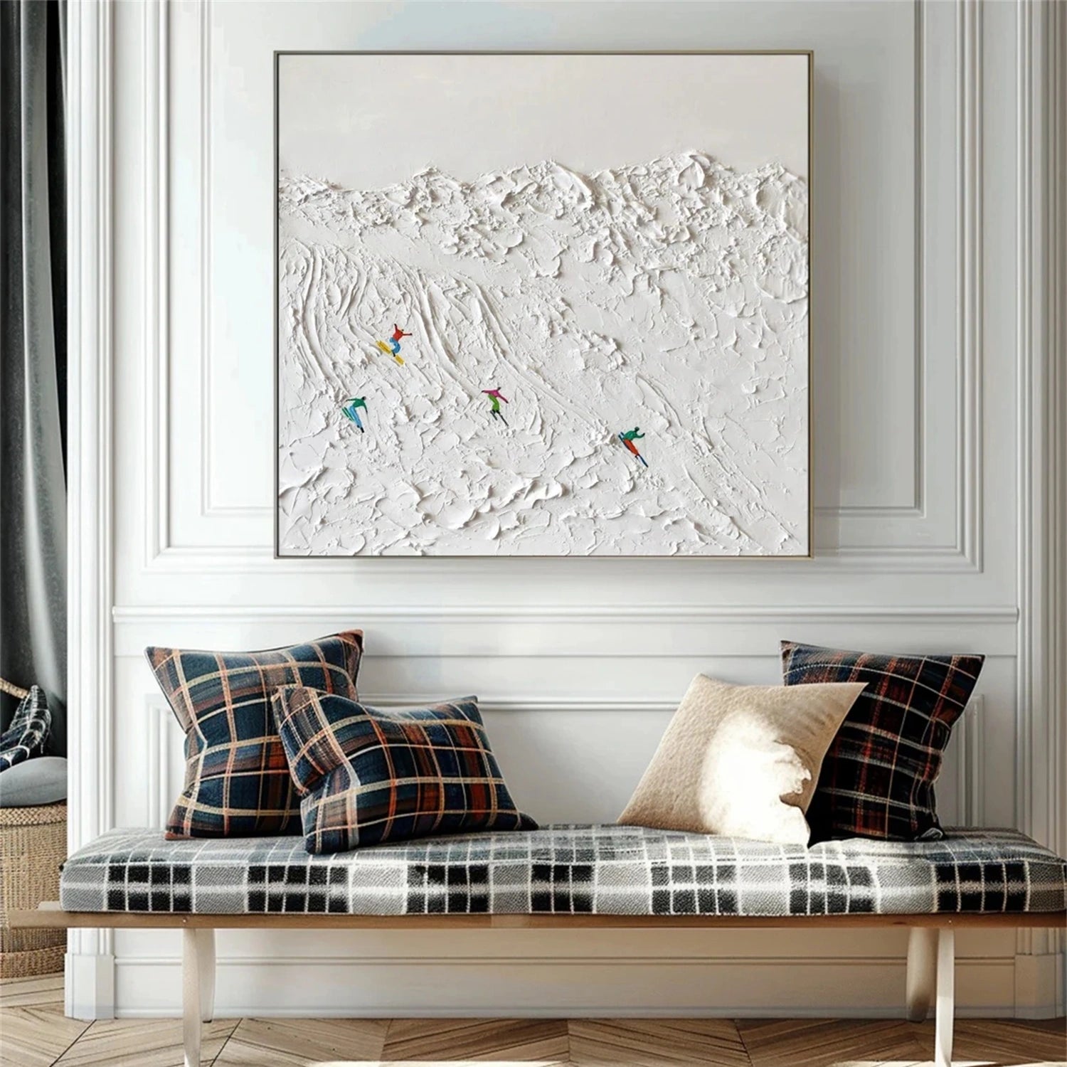 SP 046 Textured Skiing Sport Art Painting Canvas - Perfect for Home Decor, Office Wall Art & Winter Sports Enthusiasts