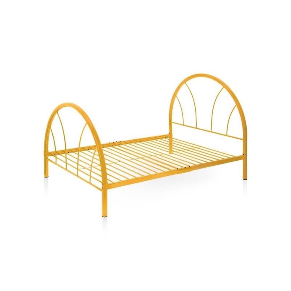 Roseberry Kids Modern Non-Recycled Steel Metal Platform Full Bed Frame - Orange Color Sturdy Durable Design for Children's Bedroom, Playroom or Guest Room