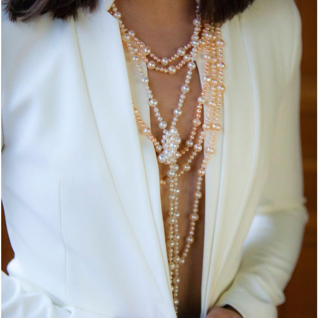 Eternal Pearl Necklace with Champagne Color - Elegant Jewelry for Women, Perfect for Weddings, Parties & Special Occasions