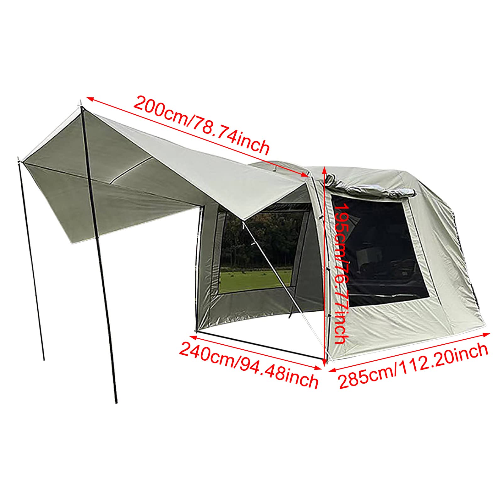 BommFu SUV Family Camping Tent with Tailgate Awning - 5-6 Person Car Tent for SUV, MPV, Hatchback, Minivan, Sedan | Perfect for Outdoor Adventures, Road Trips & Tailgating Parties