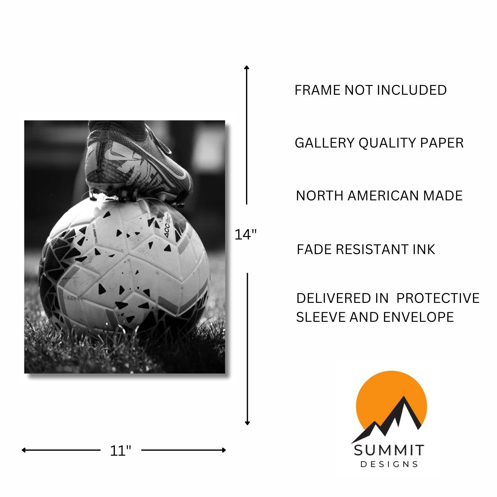 Summit Designs Soccer Wall Art Prints - 11x14 Unframed Soccer Posters for Men, Kids & Teens - Bedroom, Man Cave & Boys Room Decor - Perfect for Sports Fans & Soccer Lovers