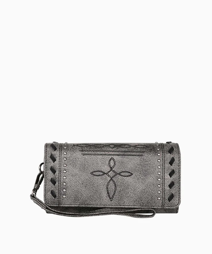 Montana West Whipstitch Studs Wallet for Women - Stylish Leather Bifold Wallet with Studded Accents - Perfect for Everyday Use, Travel & Gift Giving