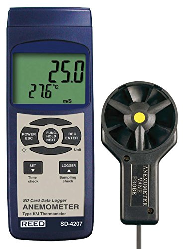 REED Instruments SD-4207 Digital Vane Thermo-Anemometer with Data Logger & Temperature Measurement - Perfect for HVAC, Industrial Airflow Monitoring and Environmental Testing
