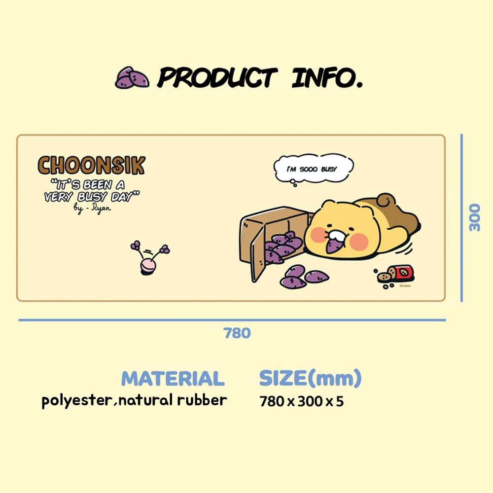 KAKAO FRIENDS Choonsik Gaming Mouse Pad - XXL Non-Slip Desk Mat for Keyboard & Mouse - Cute Cat Character Design for PC Gamers & Office Workstations