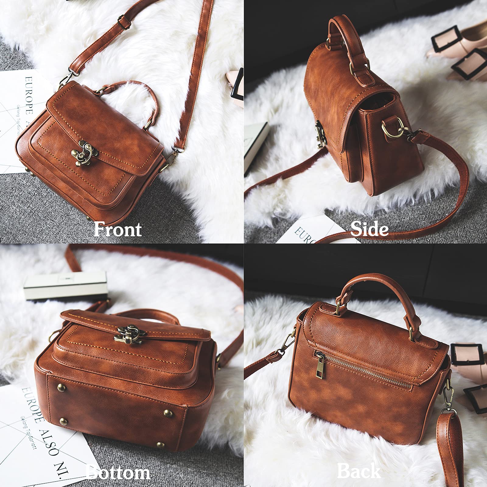 Vintage Leather Crossbody Bag for Women - Stylish Saddle Shoulder Bag & Satchel Purse - Perfect for Daily Use, Travel, and Casual Outings