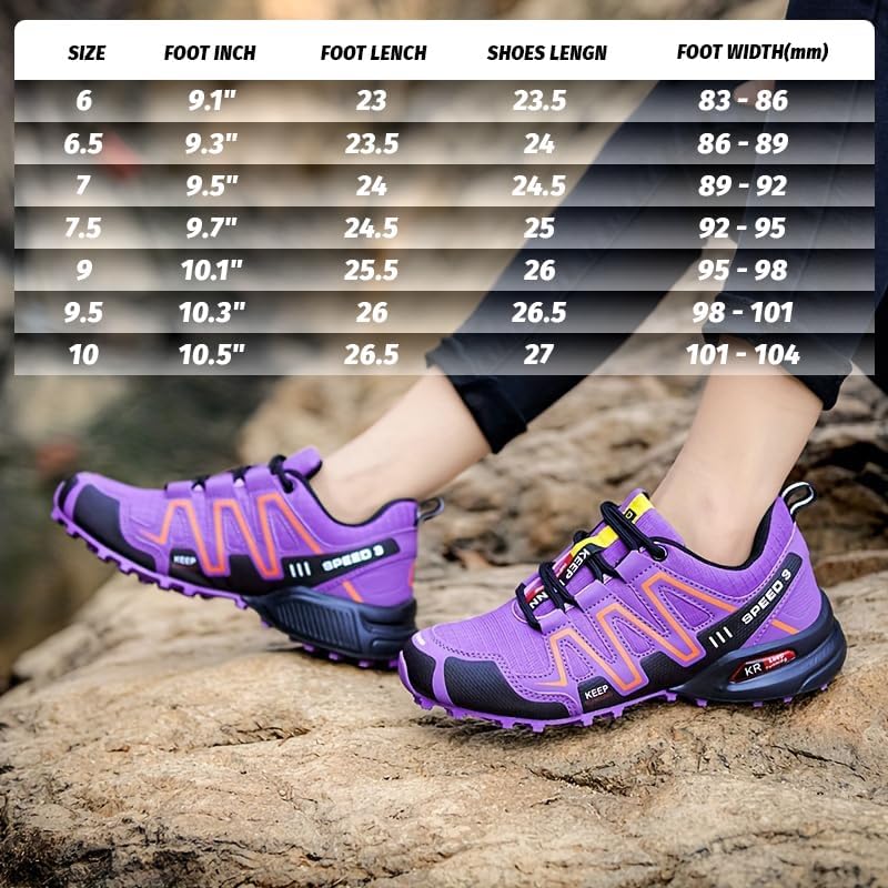 Women's Breathable Hiking Shoes - Waterproof Lightweight Non-Slip Walking Sneakers for Trekking, Camping & Outdoor Activities | Perfect for Trail Hikes, Travel Adventures & Daily Comfort