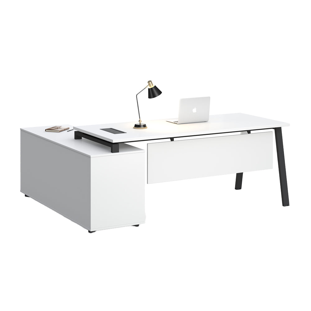 ASPEN Executive Desk Reversible 220-240cm White & Black - Modern Office Desk for Home & Business Workspace