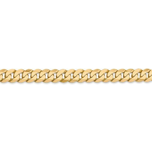 14KT Yellow Gold 6.1mm Solid Beveled Curb Chain Bracelet for Men - Adjustable 2 Lengths - Perfect for Casual Wear, Gifts & Special Occasions