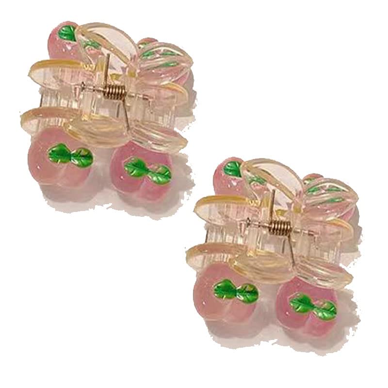 ASG 2-Piece Small Alloy Cherry-Shaped Hair Claw Clips - Non-Slip Hair Jaw Clamps, Sweet Barrettes Hairpins for Women & Girls - Perfect Hair Accessories for School, Work, Parties & Daily Styling