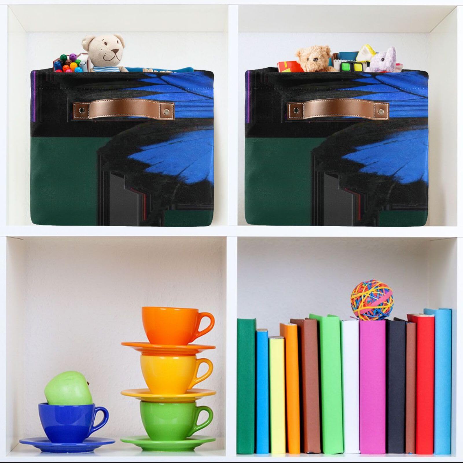 Large Fabric Storage Bins with Handles - Collapsible Closet Organizer Baskets for Shelves | Perfect for Clothes, Toys & Home Organization (Butterfly Pattern) | Bedroom, Nursery & Laundry Room Storage Solutions