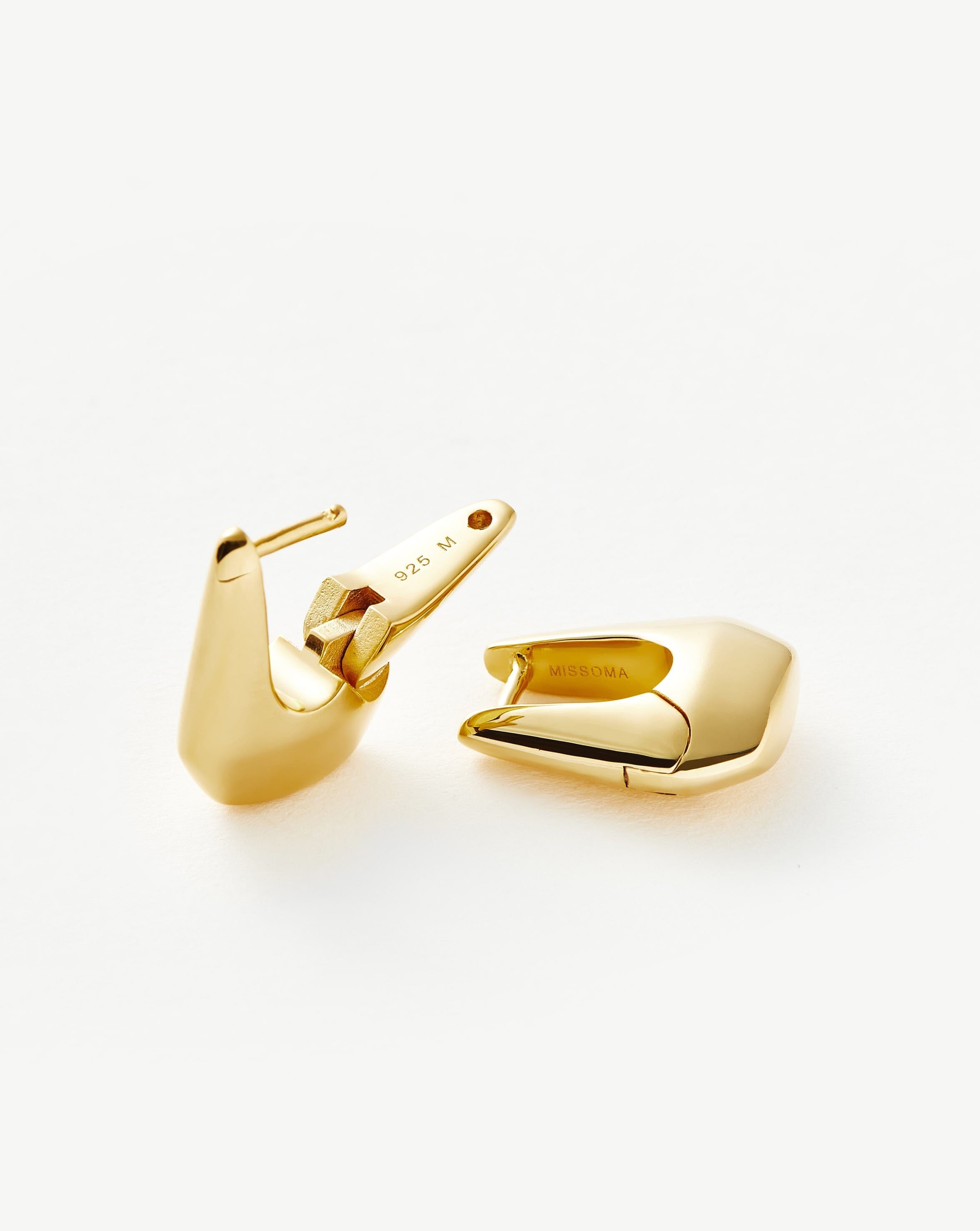 Lucy Williams Arco Small Hoop Earrings - 18k Gold Vermeil | Minimalist Dainty Jewelry for Everyday Wear & Special Occasions