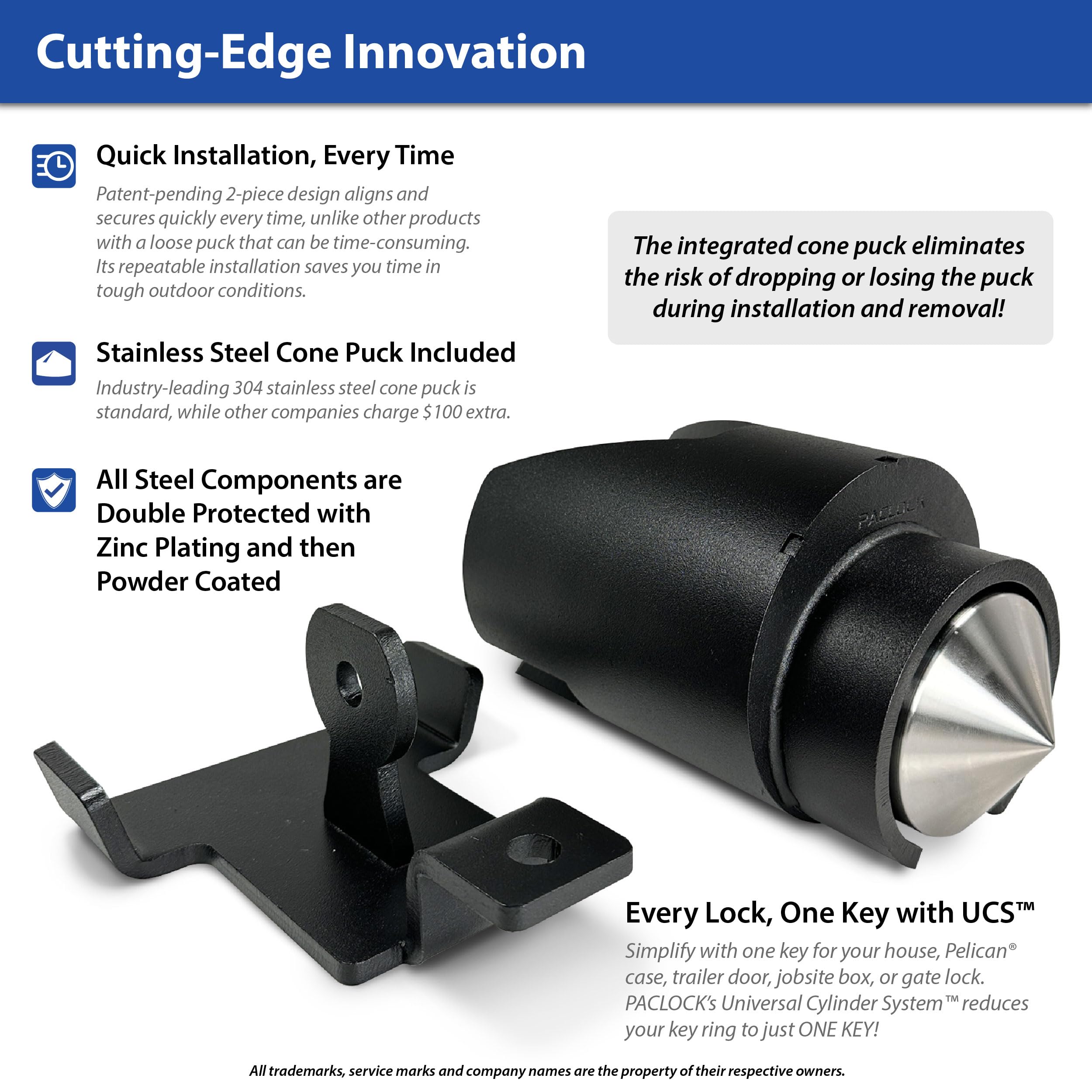PACLOCK UCS-77S-2178 High Security Trailer Coupler Lock for 2